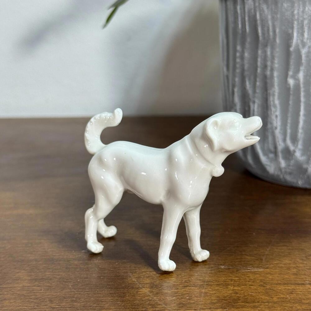 Antique Chinese Blanc De Chin White Porcelain Dog Statue Qing Dynasty 1880s - Picture 2 of 6